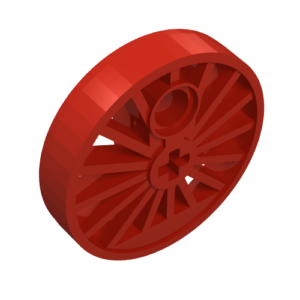 85489b - Train Wheel RC, Spoked with Technic Axle Hole and Counterweight, 37 mm D. (Flanged Driver)